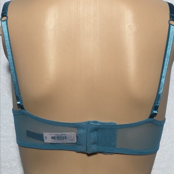 Victoria's Secret Very Sexy Floral Metallic Lace Studded Balconet Bra Blue 32B - Picture 4 of 16